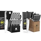 WIZEKA Kitchen Knife Set with Block, NSF Certified 15pcs German Steel 1.4116 Knife Block Set 2 Set, Professional Chef Knife Set with Built-in Sharpener