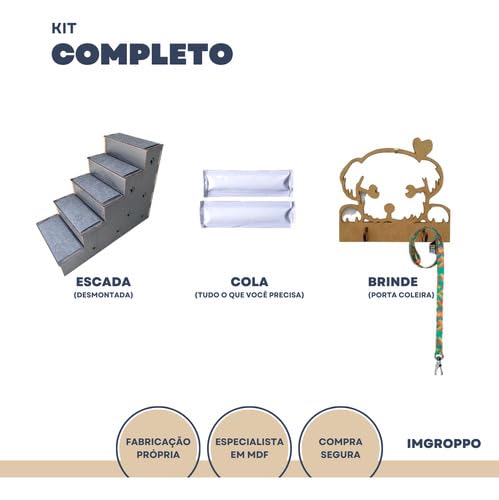 Escad 70cm Pet Cachorro Caes Gato 5 Degraus Escadinha Sofá