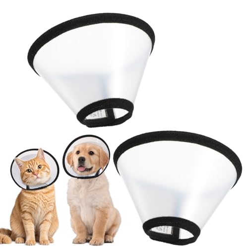 2 Pack Cat Cones After Surgery Soft Cat Recovery E Collar Cones to Stop Licking Kitten Small Pet Cone Elizabethan Collar Puppy Head Neck Cone Cono para Gatos for Cats Kitten Puppy (Size S)