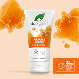 Dr. Organic Manuka miodowy płyn do mycia twarzy, oczyszczający, sucha skóra, dla mężczyzn i kobiet, naturalny, wegetariański, nie był testowany na zwierzętach, nie zawiera parabenów i SLS, nadaje się