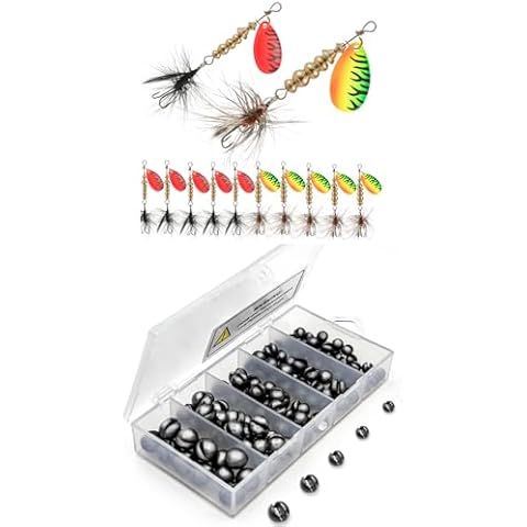 SANWEAL120PCS Fishing Weights Sinkers Boundle with Deadly Rooster Tail Fishing Lures Cover