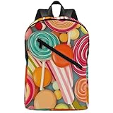Mochila versátil, mochila para laptop com estampa de pirulitos, mochila de viagem, confortável, mochila de ombro duplo, estilo, tamanho único, mochilas de viagem