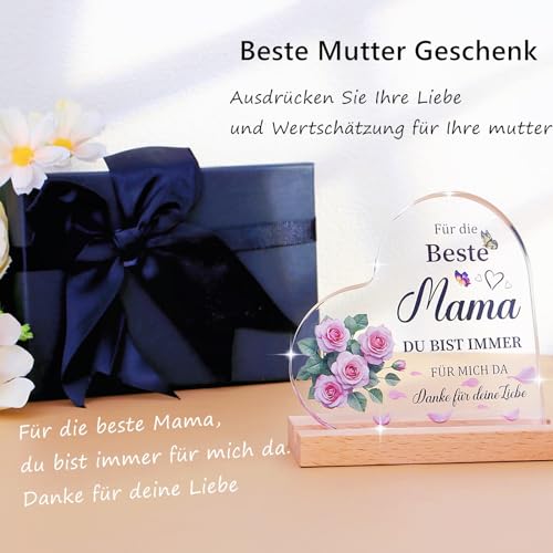 XIANNVXI Muttertagsgeschenk Mama Geschenk, Geburtstagsgeschenk für Mama Geschenke, Muttertag Geschenk für Mütter von Tochter Sohn, Beste Mutter Geschenke, Herzförmige Heimat Dekoration aus Acryl