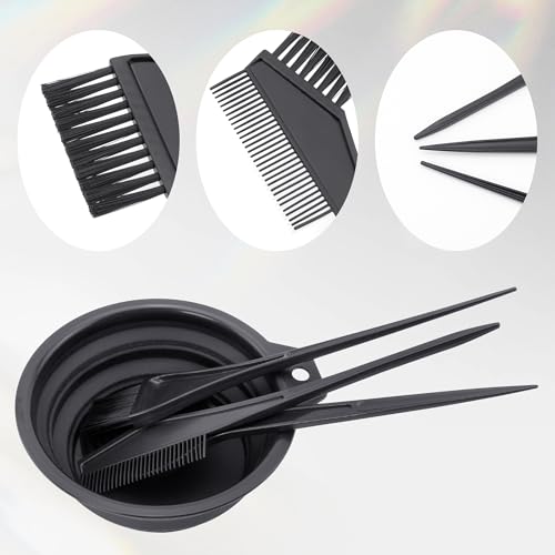 Quacc Hair Coloring Dyeing Kit, 4 PCS Hair Dye Brushes Tools Color Mixing Bowl and Brush for DIY Home Salon (Black) - Thumbnail 2