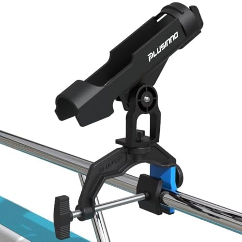 PLUSINNO Fishing Rod Holders, Upgraded Fishing Rod Holder for Boat, Stable Dual V-shaped Design, Enlarge Clamp Up to 3.94 Inch, Fit for Round/Square Tube Flat Surface, 360 Degree Adjustable Rod Holder