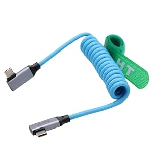 HangTon USB Typ C zu USB-C PD Stromkabel für SSD BMPCC ZCAM R5 R6 A7C FX3 Kamera iPhone 15 iPad Telefon Laptop Monitor, 20Gbps 20V5A 4K60 HD, 90-Grad gewinkelt geflochten gewickelt 30cm