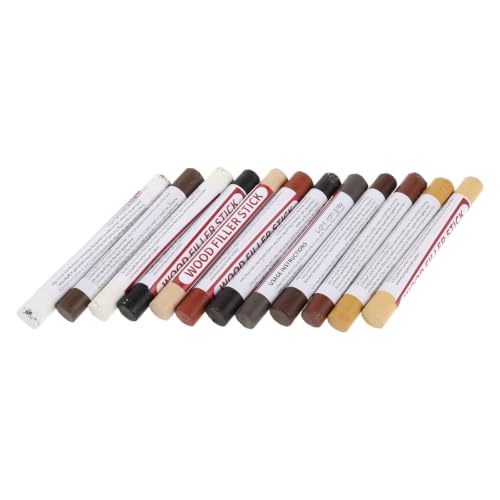 ULDIGI 12pcs Furniture Repair Kit with Wax Sticks for Wood and Drawer Facades, Effortless Application and Seamless Color Matching, for Home Indoor Repair of Surface Marks and Dents