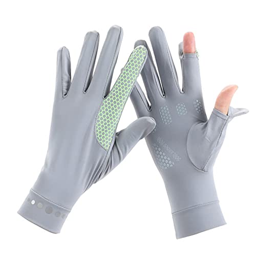 RUIXIA Mens Women Driving Gloves Summer UV Sun Protection Gloves Non-Slip Touchscreen Ice-Silk Sunblock Gloves for Cycling Riding, Standard Light Grey, One Size
