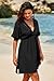 Dokotoo Summer Dresses for Women 2025 Hollow Out V Neck Short Sleeve Beach Vacation Clothes for Women Cover Ups Bathing Suit Bikini Swimwear Swimsuit Coverup Hawaiian Tunic Sun Dress Black Medium