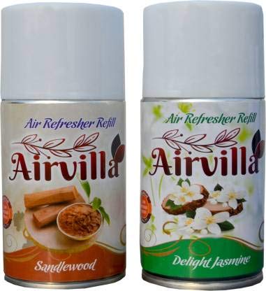 Airvilla Automatic Room Air Freshener Machine Refill,Sandlewood & Delight Jasmine-Pack of 2(300 Ml)