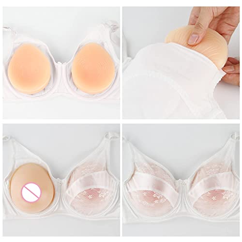 Lervanla Silicone Breast Forms With Pocket Bra Inserts For Crossdressers Prosthetic Breast For Transgender (A500, White) #TOP3