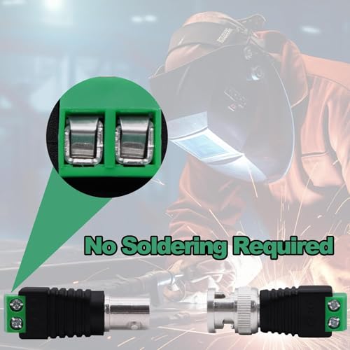 Image of MX BNC Female Connector for 4+1 Coaxial Cable (RT-4 Type) - Pack of 5 | CCTV Video Connector for DVR, NVR Systems | Screw Terminal Plug Adapter for Secure Camera Installation