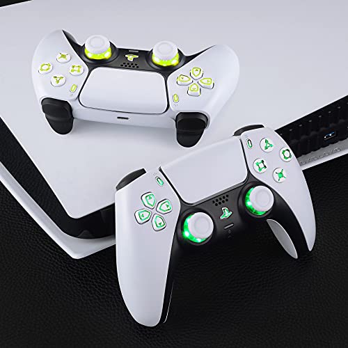 eXtremeRate 7 Colors 9 Modes Luminated Dpad Thumbsticks Share Home Face Buttons for PS5 Controller BDM-030 040 050, White Classical Symbols Buttons DTF LED Kit for PS5 Controller - NO Controller by eXtremeRate - Image 5