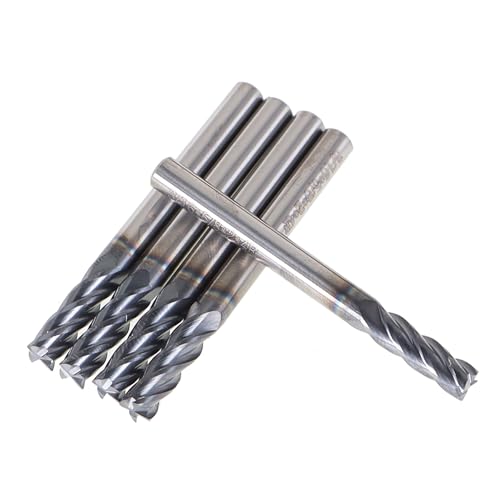 Image of 5Pcs End Mill 4 Flute Helix Carbide End Mill 3 /16 Inch Carbide Square End Mill Fit for CNC, Engraving Machine Carbon Steel, Mould Steel, etc