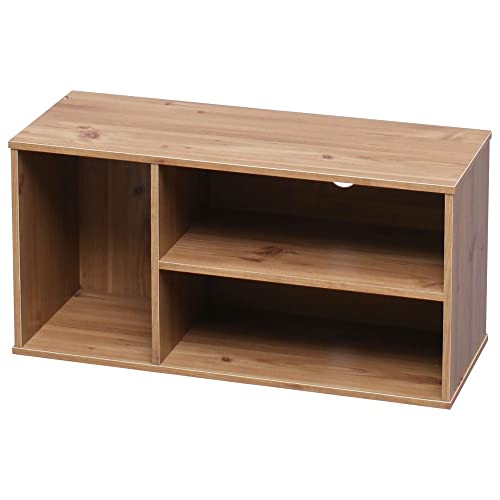 Iris Ohyama, Meuble TV, Meuble tele, Banc TV pour écran jusqu'à 43 pouces, Table de salon, 3 étagères, Sortie de câbles, Moderne, Bureau, Chambre, Salon- Module Shelf MDB-3S - Marron Clair
