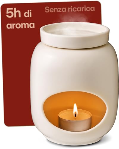 Praknu Brucia Essenze Ceramica 75 ml – Evaporazione Delicata per Oli Essenziali e Cere Profumate – Profumo di Lunga Durata (Bianco)
