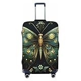 asbwuo Funda de Maleta Gigante con diseño de Zorro Dorado, elástica y con Estampado gráfico de Doble Cara (para Maletas de 73 a 81 cm)