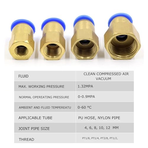 Conector de enchufe rápido PCF16-03 rosca interna componente neumático recto de 1 pieza 5
