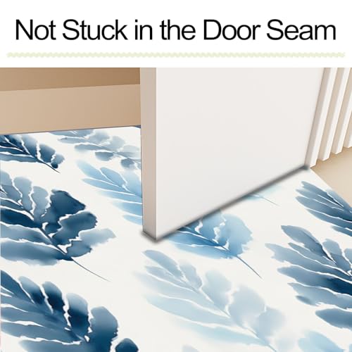 Tapis d'entrée d'intérieur lavable bleu 80x120cm antidérapant - 5