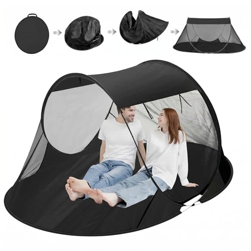 Image of Pop up Mosquito Tent for Camping, 86.6 x 59 x 45.3 Inch Bug Net Tent with Instant Automatic Setup, Lightweight Portable Screen Net Fits Most Camping Cot for Outdoor Hiking Travel(Black)