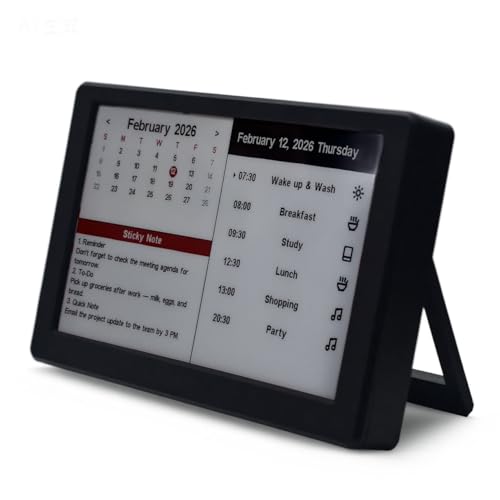 SkuDock V2 Smart Digital Dashboard, 7 Inch E-Paper Customizable Display, Wi-Fi Auto-Sync Information Hub for Weather, Google Calendar, Task Planner & Financial Cards, Home Office Desk Decor (Black)