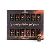 12er-Geschenkset mit scharfen Saucen | Premium-Gewürzkollektion für Männer | Geschmackvolle Gourmet-Chilisaucen für BBQ, Chicken Wings und mehr | BBQ-Saucen und Gewürze | Einzigartige Kochgeschenke fü