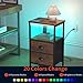 Sthmec Rustic Brown Industrial Nightstand Set of 2, Bedside Table with 2 Fabric Drawers, 3-Tier Storage, LED Light, Charging Station, 11.38''D * 15.38''W* 24.75''H