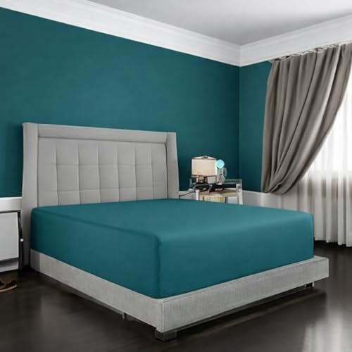 100% Egyptian Cotton RV King Fitted Sheet, 10 Inch Drop Pocket | Ultra Soft Luxury & Breathable Fitted Bedsheet Perfect for Hotel, Bedroom | 72inch x 80inch by Gorayoo | Teal Blue