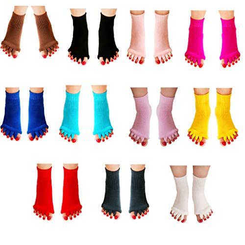 Meias separadoras de cinco dedos para ioga, fibras acrílicas macias e elásticas elásticas meias espo