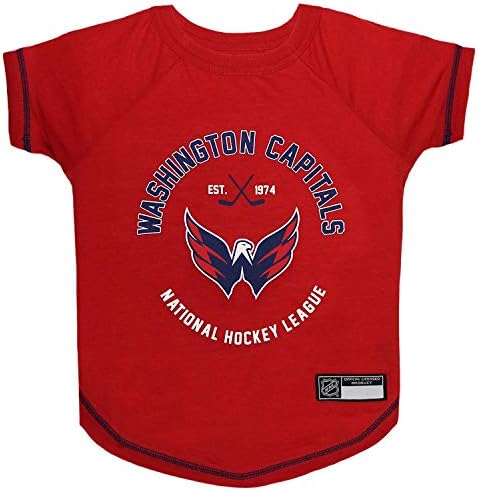 NHL Washington Capitals Tee Shirt for Dogs & Cats, X-Small. - are You A Hockey Fan? Let Your Pet Be an NHL Fan Too!