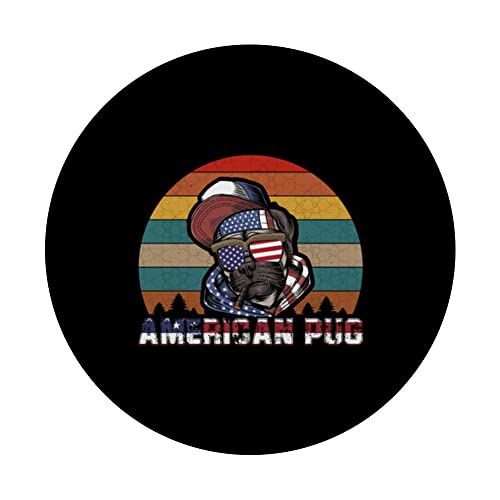 Liberty Freedom Vintage Design American Pug Gangter PopSockets Swappable PopGrip, Black - Image 3