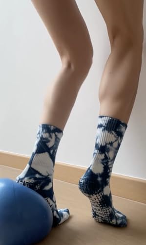 [Balanced Studio] Steel Blue Tie-dye Crew Grip Socks for Men Pilates/Yoga Anti-Slip4