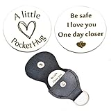 RFTWXHPN Pocket Hug Token Keychain New Driver Gifts for Teen Boys Girls be Safe I Love You One Day Closer Pocket Tokens Double Sided Keepsake Stainless Steel with PU Leather Key Chain