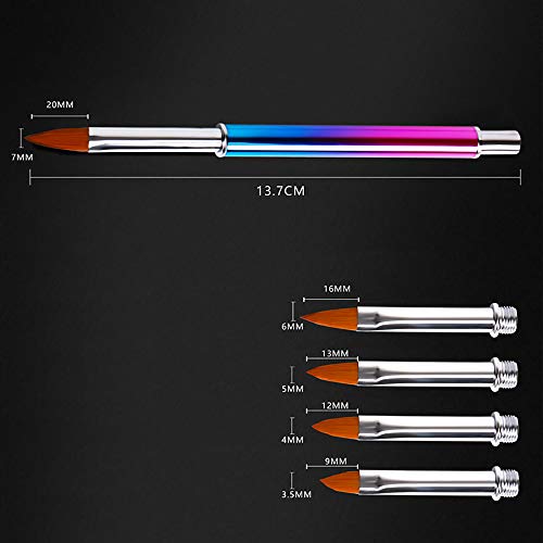 Silpecwee 1 Pack Replacement Acrylic Nail Art Brush Set Uv Gel Builder Nail Drawing Flower Pen Manicure Tools With 5Pcs Pointed Head (3.5/4/5/6/7Mm) #TOP1