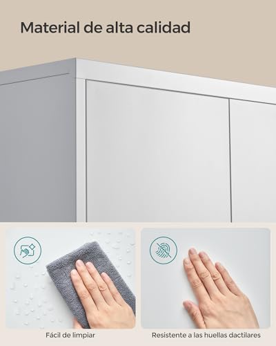 SONGMICS Armario de Garaje de 5 Estantes con 2 Puertas, Armario de Oficina, 40 x 60 x 180 cm, 1 Cerradura, Estantes Ajustables, Gabinete de Metal, Gris Mate OMC014G01 - imagen 7