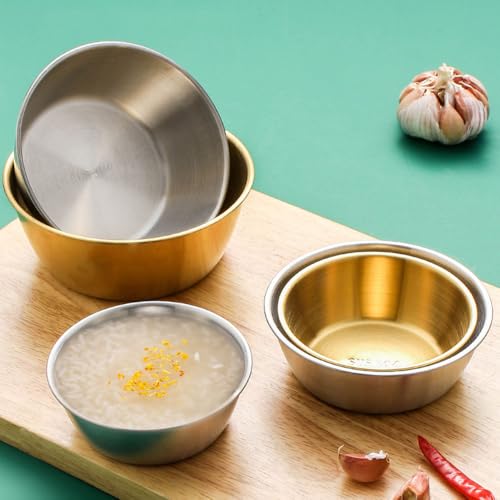 Set de 4 tazones para mezclar de acero inoxidable dorado miniatura 2