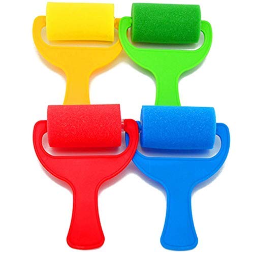 Image of KRAFTMASTERS 4Pcs Sponge Paint Rollers Brayers Kids Painting Rolls Brushes Set Painters Artists Drawing Tools