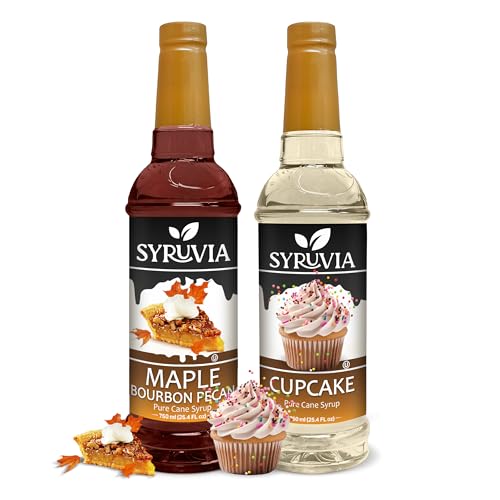Syruvia Cupcake & Maple Bourbon Pecan Coffee Syrup - 25.4