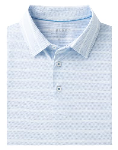 M MAELREG Golf Shirts for Men Short Sleeve Dry Fit Casual Striped Performance Moisture Wicking Collared Mens Polo Shirts