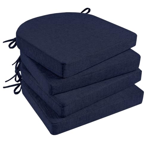 Basic Beyond Chair Cushions for Dining Chairs with Ties and Removable Cover, 2" Thick Seat Cushions for Kitchen Chairs, Set of 4, 17" x 16", Navy
