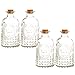 MyGift Vintage Embossed Clear Glass Diffuser Bottles with Cork Lids, Miniature Bud Vase, Set of 4