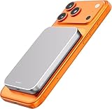 Kstime Magnetische Powerbank, 10000 mAh, 14 mm, ultradünnes Titan-Design, PD20W, kabelloses tragbares Ladegerät mit USB-C-Eingang und Ausgang, kompatibel mit iPhone 17/16/15/14/13/12 Serie (Silber)