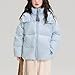 Kids Girls Puffer Jackets Casual Long Sleeve Hooded Stand Collar Warm Down Coat Full Zip Fashion Winter Outerwear