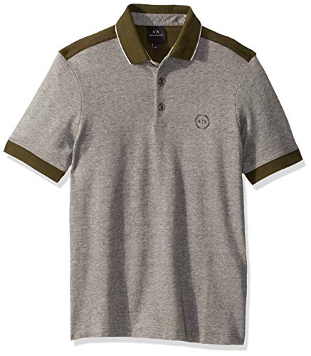 AX Armani Exchange mens Short Sleeve With Stripes on Sleeve Polo Shirt, Deep Depths, X-Large US
