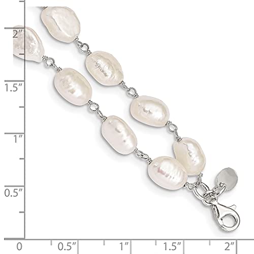925 Sterling Silver 2 Strand White Baroque Freshwater Cultured Pearl 8.5 Inch Bracelet Fine Jewelry For Women Gifts For Her #TOP3