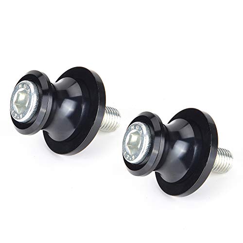Goldfire 2pcs 10MM M10 X1.25 Motorcycle Swing arm Sliders Spools CNC Swing Arm Stand Screw for FZR 1000 600R 400 for Kawasaki Z750 Z750S Z750R ER-6F ER-6N Duke 125 200 390 (Black)