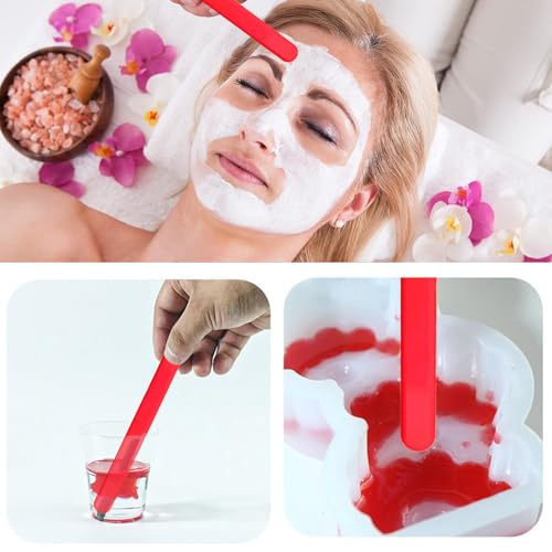 Image of 6Pcs silicone wax applicator Non-stick Waxing Applicator Hair Removal Sticks Applicator Spatula Reusable Hard Wax Scraper for Home Salon Body Use (Red)