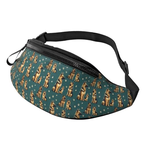 German Shepherd Family Print Fanny Packs for Women Men, Sports Waist Bag Pack, Belt Bag for Travel Hiking Running