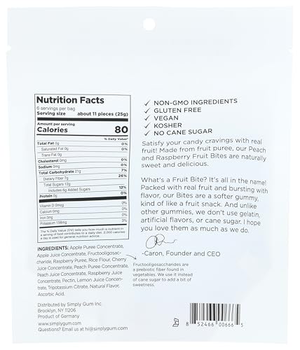 Simply Fruit Gummies Durazno y Frambuesa 5.2 oz x2 miniatura 2