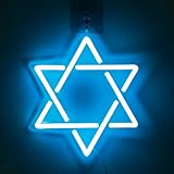Star of David Neon Sign, Attivolife Hanukkah Decorations Jewish Star Shape Neon Light, LED Wall Decor for Home Office, Housewarming Birthday Gifts for Jews Judaism Women